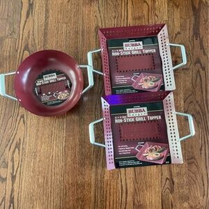 Bubba Burger Non-stick Grill Topper BBQ Grilling Pan Barbecue Trays Set of 3 NEW